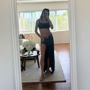 GRLFRND denim maxi skirt with slit